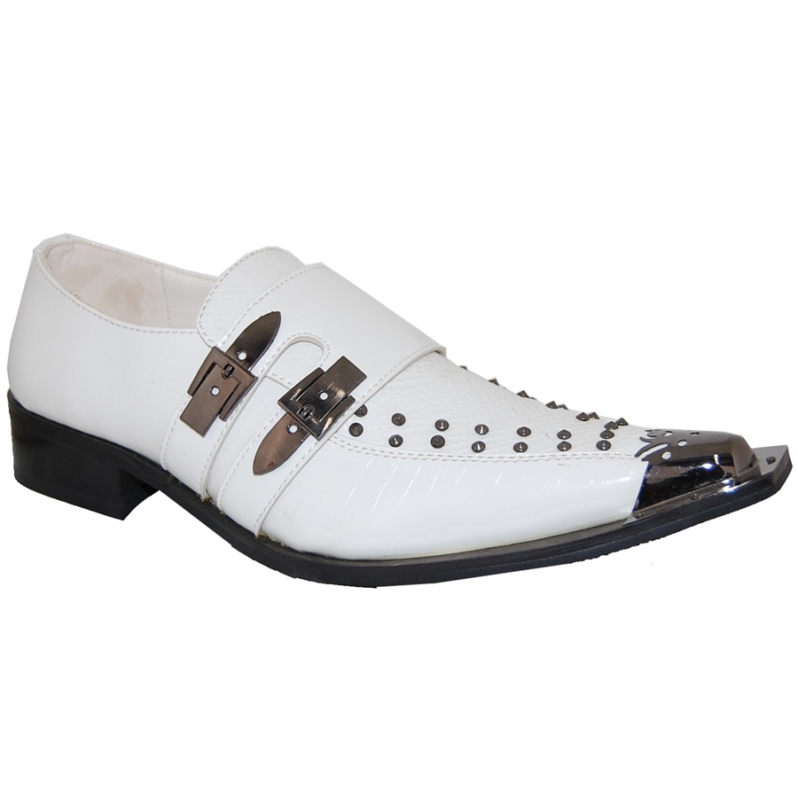 FACTORY MADE TO ORDER ROCK & ROLL EXOTIC MEN'S DRESS SHOE IN WHITE