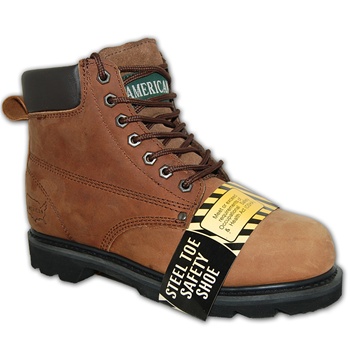 Dark Brown Leather Steel Toe Work Boot