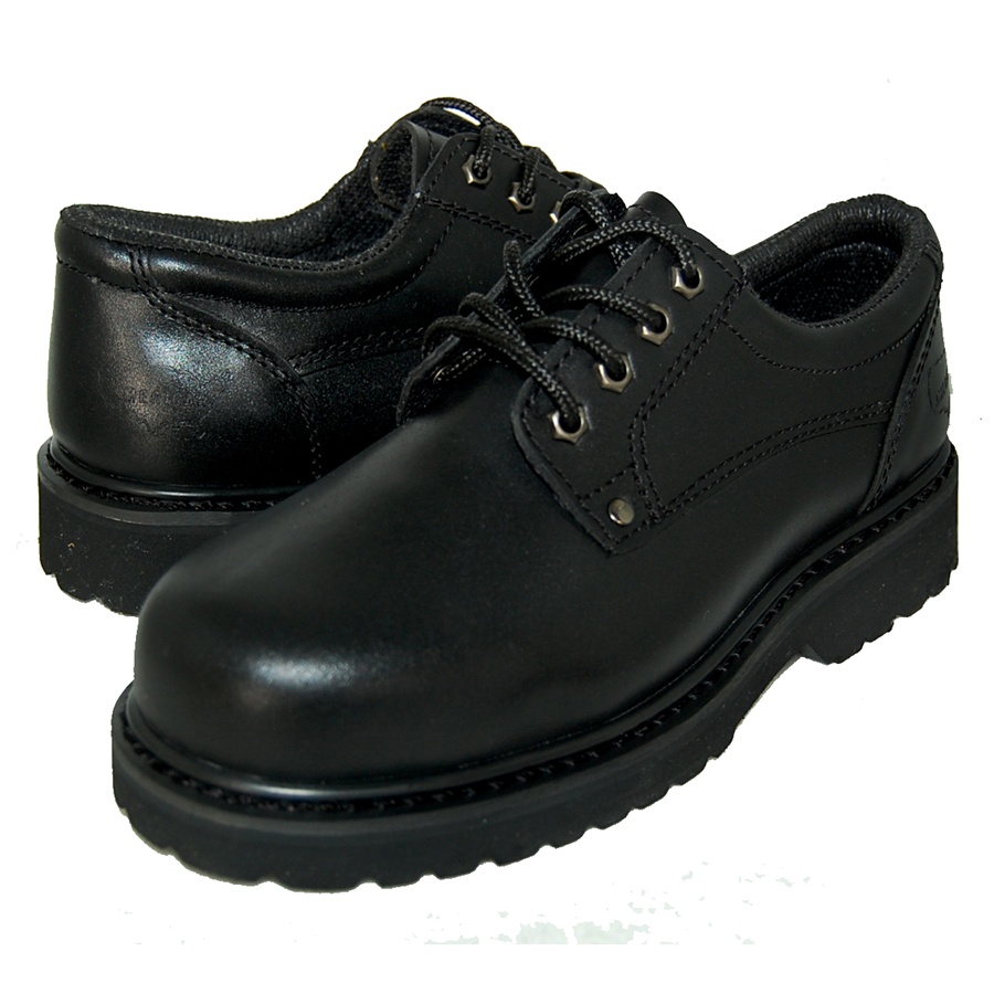 BLACK LEATHER OXFORD RUGGED SHOE